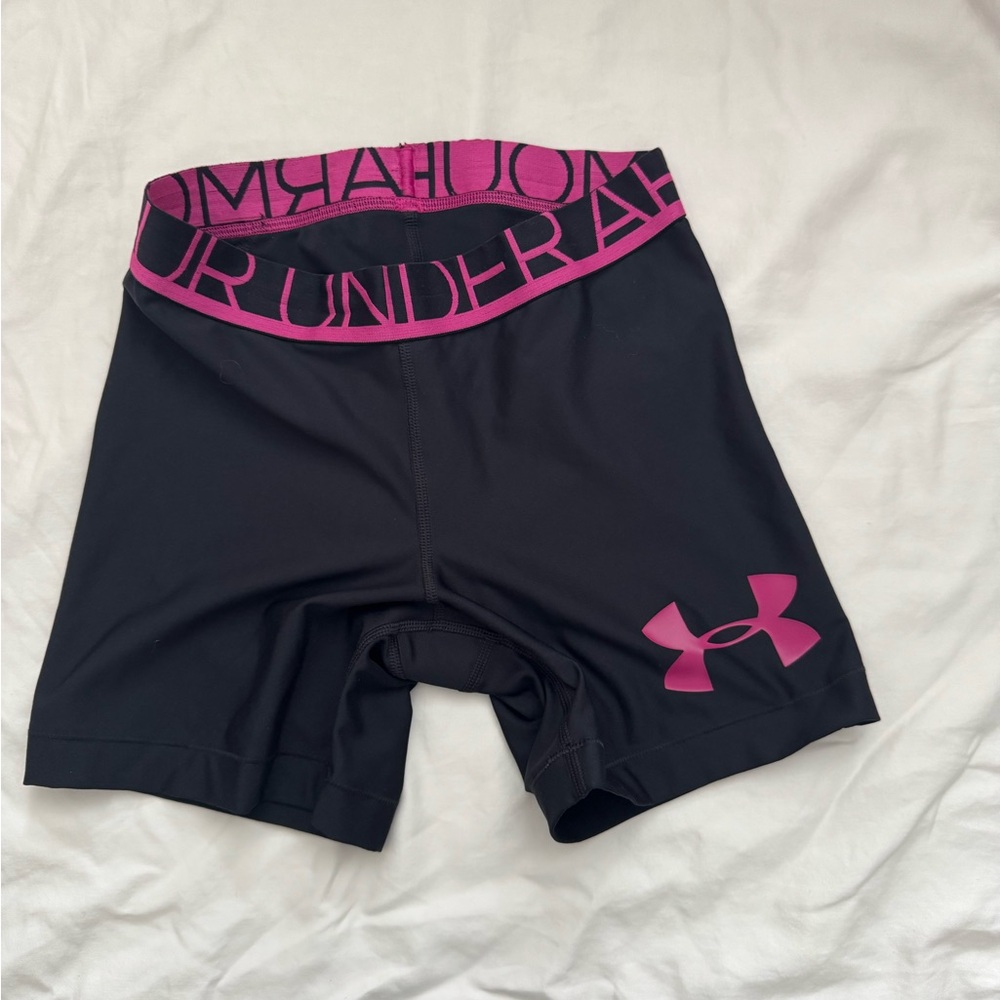 Under Armour Black Shorts with Pink Logo